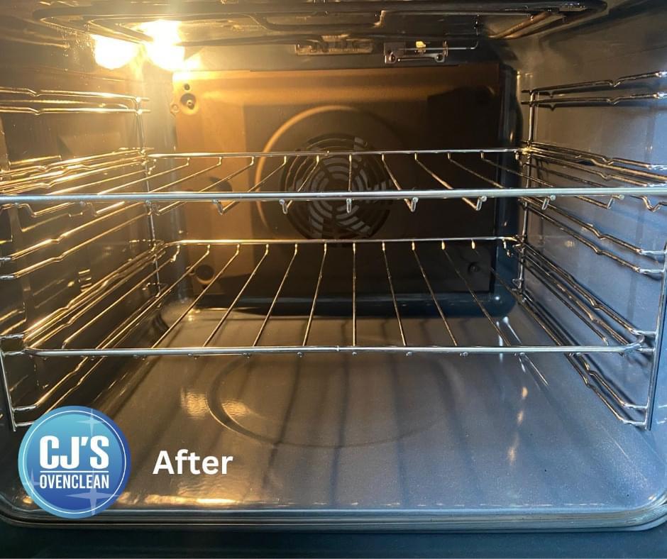 Oven racks gleaming after a deep clean