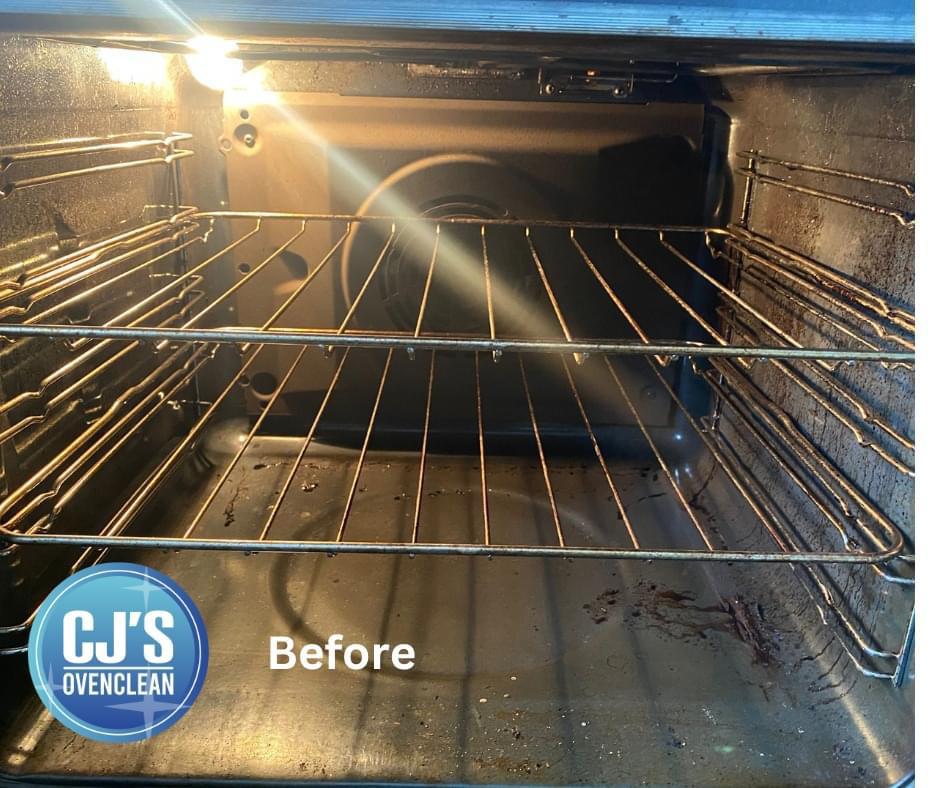 Heavily used oven before a deep clean